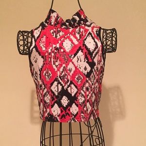 Arden B - Black, White, & Red Crop Top